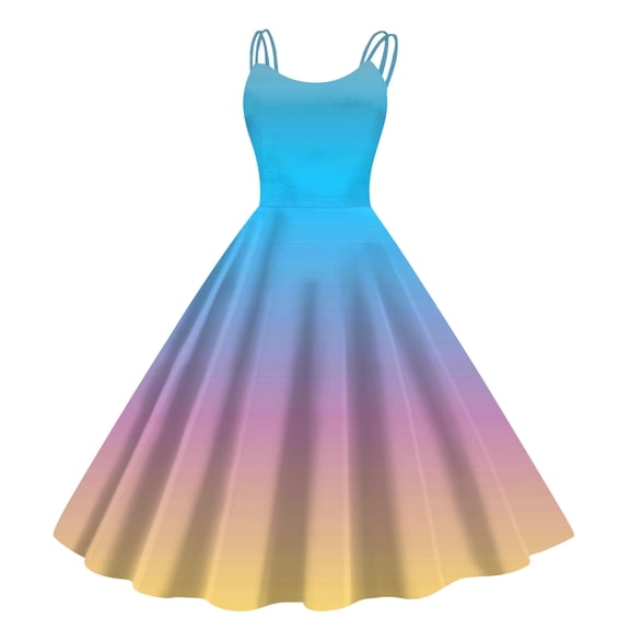 Abcomgle Girls Beach Dress Casual A-Line Sleeveless Camisole Dresses Spaghetti Strap Loose Gradient Swing Sundresses for 4-14t Kids,Yellow,13-14Years