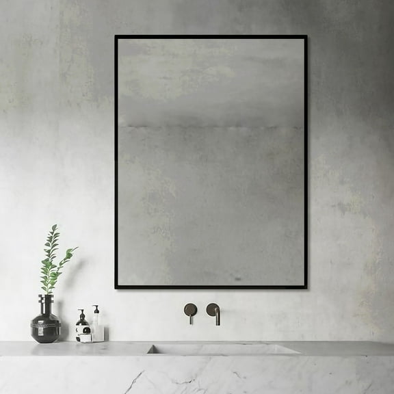 Decor Wonderland B0006 24 x 32 in. Venta Modern Black Framed Wall Mirror with Dual Mounting Brackets