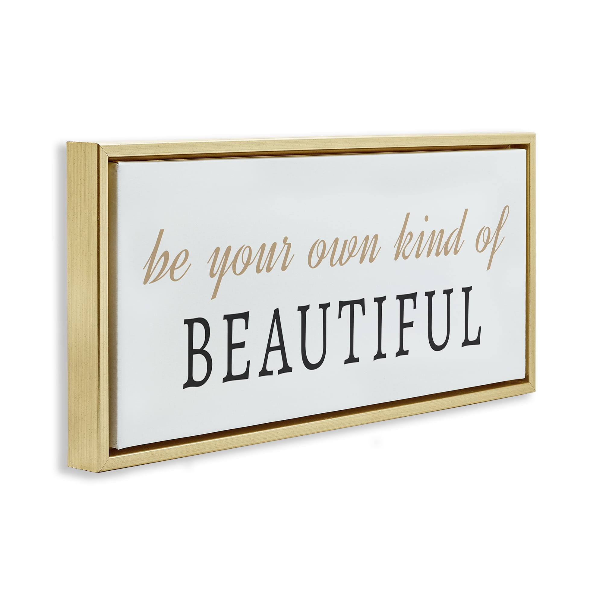 Stupell Industries Own Kind Of Beautiful Typography Painting Gold Floater Framed Art Print Wall Art, 25 x 11