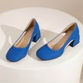 thumbnail image 6 of KIJBLAE Women Cut out Pumps Elegant Solid Color Office Ladies Shoes Thick Heels Hollow Out Party Dress Shoes High Heels Slip-On Female Footwear Blue 43, 6 of 6