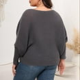thumbnail image 7 of Womens Sweaters Plus Size Long Sleeve Off the Shoulder Cable Knit Batwing Sleeve Round Neck Pullover Fall Shirts Clearance,S-3XL, 7 of 7