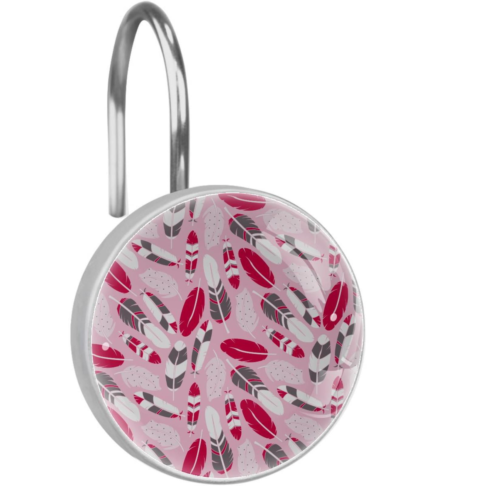 Feathers Pink Shower Curtain Hooks（Set of 12）for Home Hotel Shower Rods