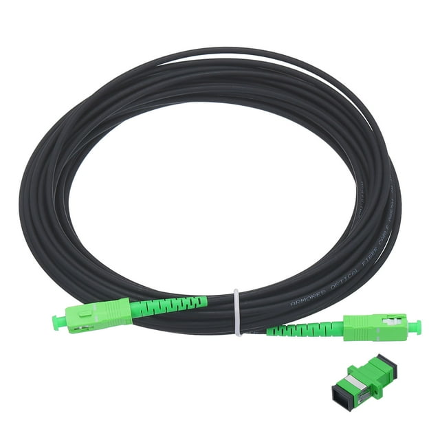 Unique Bargains 1Pcs 32.8Ft Single Mode Simplex OS2 Fiber Optic Cable LSZH SC/APC-SC/APC Armored Jumper Optical Black with Adapter