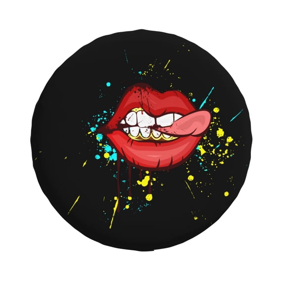 16'' Red Lip Art Design Tire Cover, Universal Spare Wheel Covers, Dust-Proof, Water-Proof, Sun-Proof and Corrosion-Proof