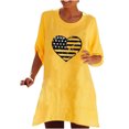 thumbnail image 1 of Haut Ample d'Été Automne pour Femmes, Col Montant, Manches 3/4 en Coton Lin (Jaune, TG), 1 of 4