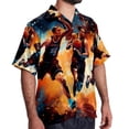 thumbnail image 2 of Basketball Men's Short Sleeve Button Down Casual Poplin Shirts for Summer Beach, Printed Design - Unisex, 2 of 6