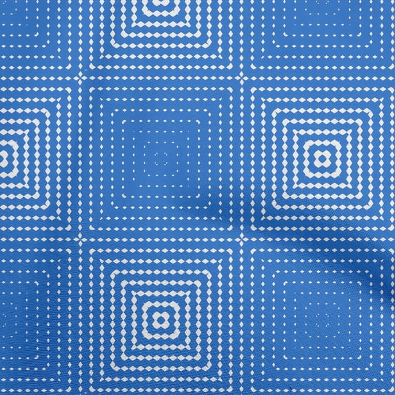 oneOone Cotton Jersey Medium Blue Fabric Geometric Sewing Craft Projects Fabric Prints By Yard 58 Inch Wide