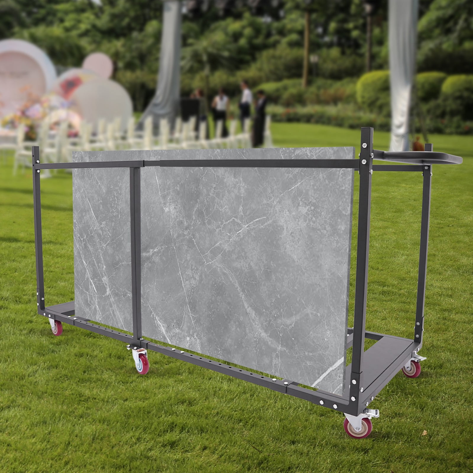 TFCFL Folding Table Rack Dolly Cart Rectangular Trolley Cart W/ Casters Max 8 Round Table 12 Folding Table