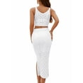thumbnail image 6 of Women'S 2 Piece Outfits Top with Slit Bodycon Long Skirt Clothing Set White M, 6 of 7