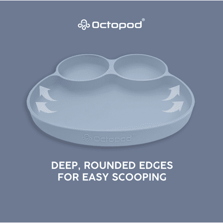Abiie Octopod Frog Silicone Plates with Suction - Spill Proof, Easy to Clean - BPA-Free Bowl - Suction Plates for Baby and Toddler - Training & Feeding Divided Grip Dish (Sage Green)
