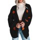thumbnail image 3 of Suéter con Bordado de Calabaza para Mujer, Cuello en V, Holgado, Informal, de Punto, , para las Fiestas. Negro L, 3 of 8
