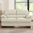 thumbnail image 3 of Hydeline Luxor Top Grain Leather Loveseat Vanilla White with Tapered Legs Memory Foam and Springs Seating, 3 of 8