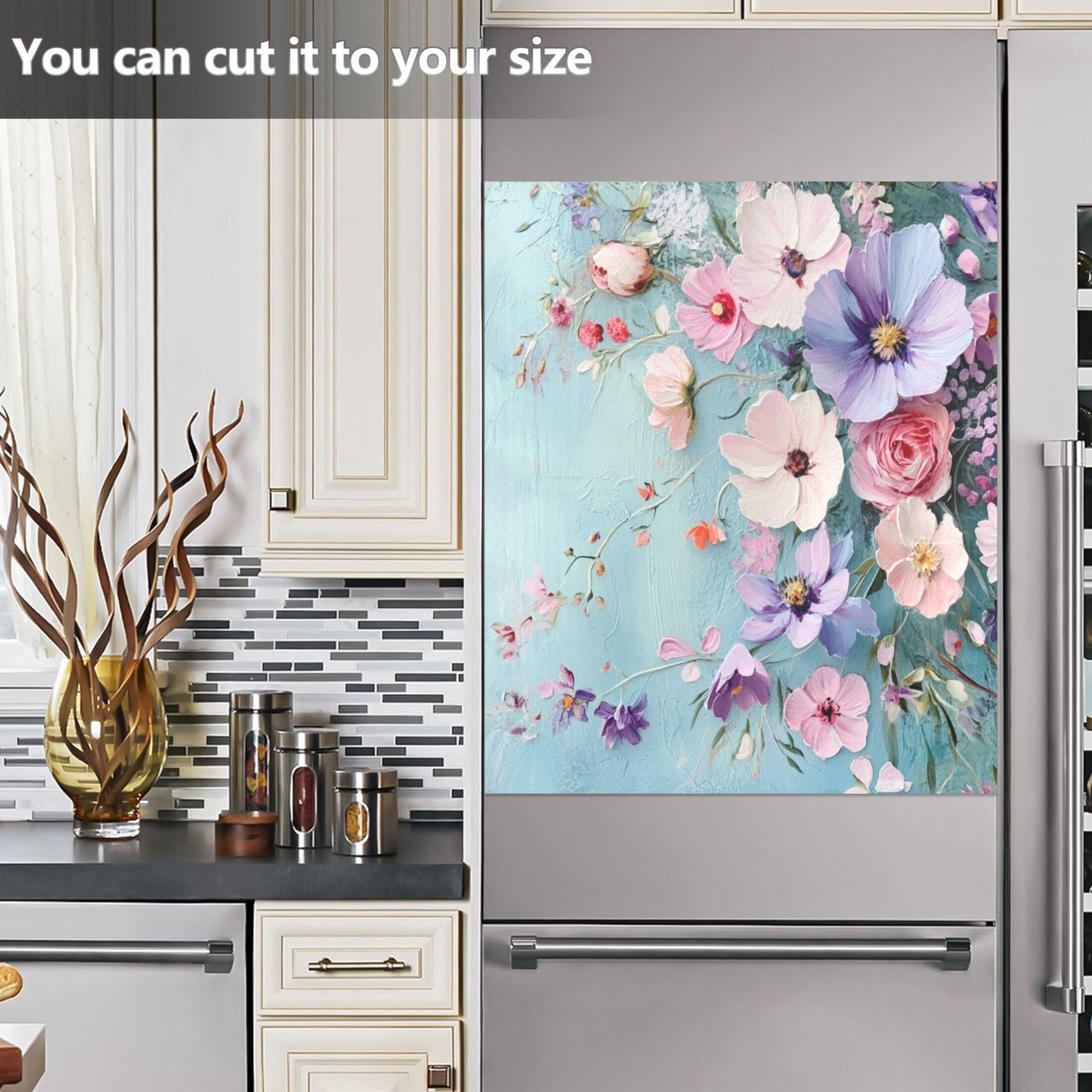 Dishwasher Magnetic Sticker 23x26 Inch Refrigerator Magnetic Sticker Washing Machine Magnetic Sticker Kitchen Panel Magnetic Sticker Home Decor Cool Beautiful Flowers