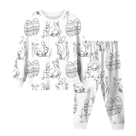 Byoo Easter DIY Hand Painted Sleepwear Set for Toddler Girl Coloring Pullover Tee Pants Homewear Outfits Comfort Sleepwear, Sizes 2-3T