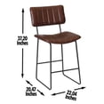 thumbnail image 3 of Tribeca Metal and Brown Faux Leather Commercial Grade Counter Stool, 3 of 8