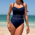 thumbnail image 2 of MSJUHEG Monokini,Swim Suits for Women 2025,Push Up Swimsuits for Women,One Piece Bathing Suit for Women,Strapless Swimsuits for Women,High Cut Backless,Ribbed One Piece Swimsuits for Women Navy M, 2 of 5