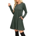 thumbnail image 5 of WIHOLL Long Sleeve Dresses for Women Fall Midi Dresses Elegant Casual Crew Neck Empire Waist Tunic Dress with Pockets, 5 of 11