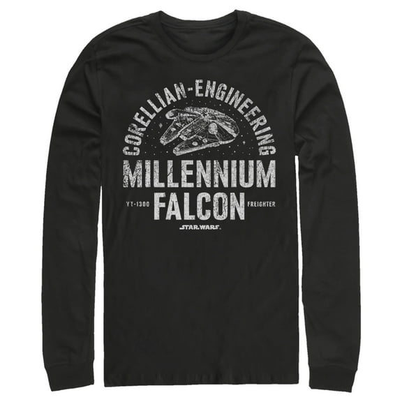 Men's Star Wars Millennium Falcon Corellian Engineering Long Sleeve Shirt Black Small