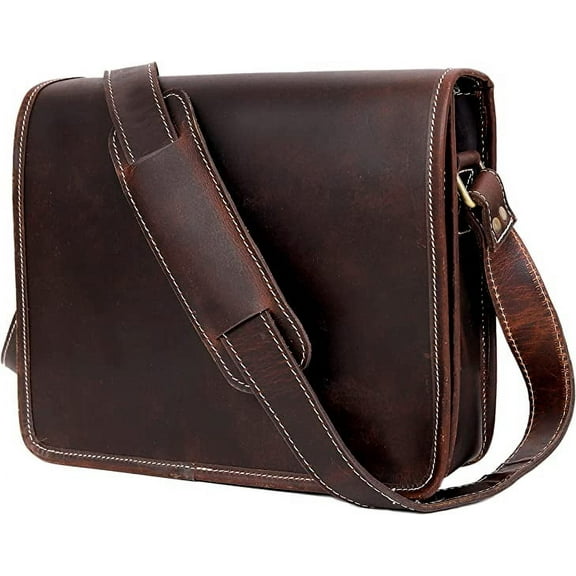 11" Small Handmade Buffalo Crossbody Shoulder Genuine Leather iPad/Tablet Vintage Messenger Bag