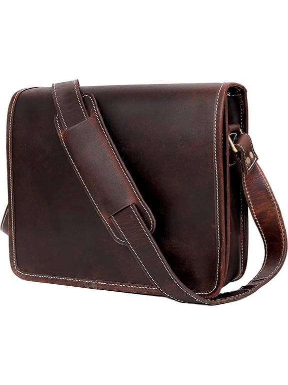 11" Small Handmade Buffalo Crossbody Shoulder Genuine Leather iPad/Tablet Vintage Messenger Bag
