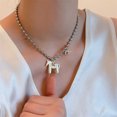 thumbnail image 3 of Collar con colgante de caballo recubierto, collar con dije de caballo de colores brillantes, collar de cadena de cuentas para mujeres y hombres, regalo de cumpleaños para San Valentín, 3 of 8