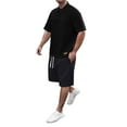 thumbnail image 2 of Handshe Men's Round Neck Zip-Up Short Sleeve Shirt, Drawstring Casual Shorts Set for Men, Lightweight Comfortable Outfit for Daily Wear or Outdoor Activities,Plus Size, 2 of 9