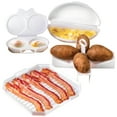 thumbnail image 2 of ZTOO 4Pcs Microwave Cooking Set Microwave Oven Cookware Set with Bacon Baking Plate Egg Steamer Fried Egg Box Potato Rack for Home Kitchen, 2 of 8