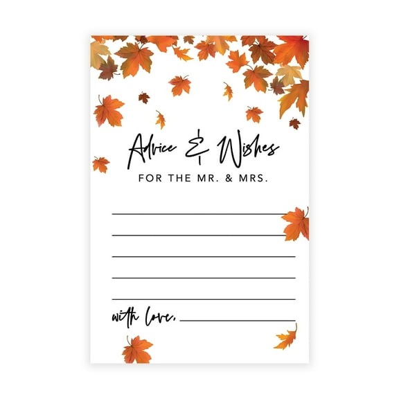 Koyal Wholesale Autumn Fall Maple Leaves Wedding Advice & Well Wishes Guest Book Cards for Bride and Groom, 56 Pack