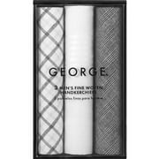 George Men's Fine Woven Check Handkerchiefs, 3-Pack