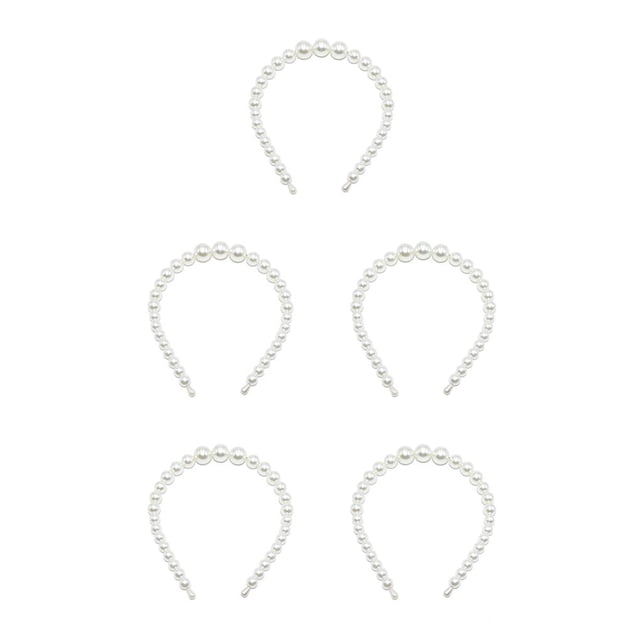 Minnieouse Exquisita perla Diadema Ajustable Resistente al desgaste Universal Chic Accesorios para el peinado del cabello Regalos para el día de San 18 mm, 3 perlas grandes 5piezas Minnieouse CBP232372