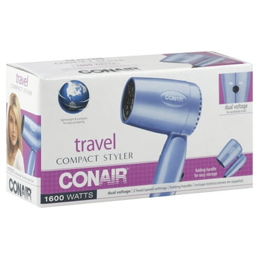 Conair 1600 Watt Compact Hair Dryer with Folding Handle Dual Voltage Travel Dryer