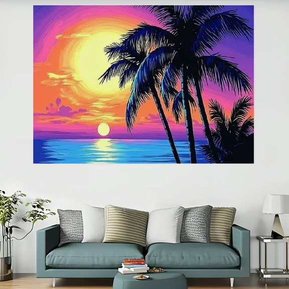 SHERONV Blue Sunset Beach Tapestry,Home Tapestry Suitable for Hanging for Decorative Wall Hanging, Decorative Bedroom, Living Room Decoration - 60x40in