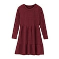 thumbnail image 5 of Fancifize Girls Long Sleeve Ruffle Dress Crew Neck A-Line Fall Casual Dresses with Pockets Teen Girls Plain Midi Dresses for 4-14 Y, 5 of 9