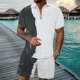 thumbnail image 2 of Fimkaul Mens Summer 2 Piece Outfits Short Sets 3D Suit Shorts Beach Tropical HawaiianSS Body Sports Shorts Suit Sports Suit Short Sleeve Tracksuits White 4XL, 2 of 7