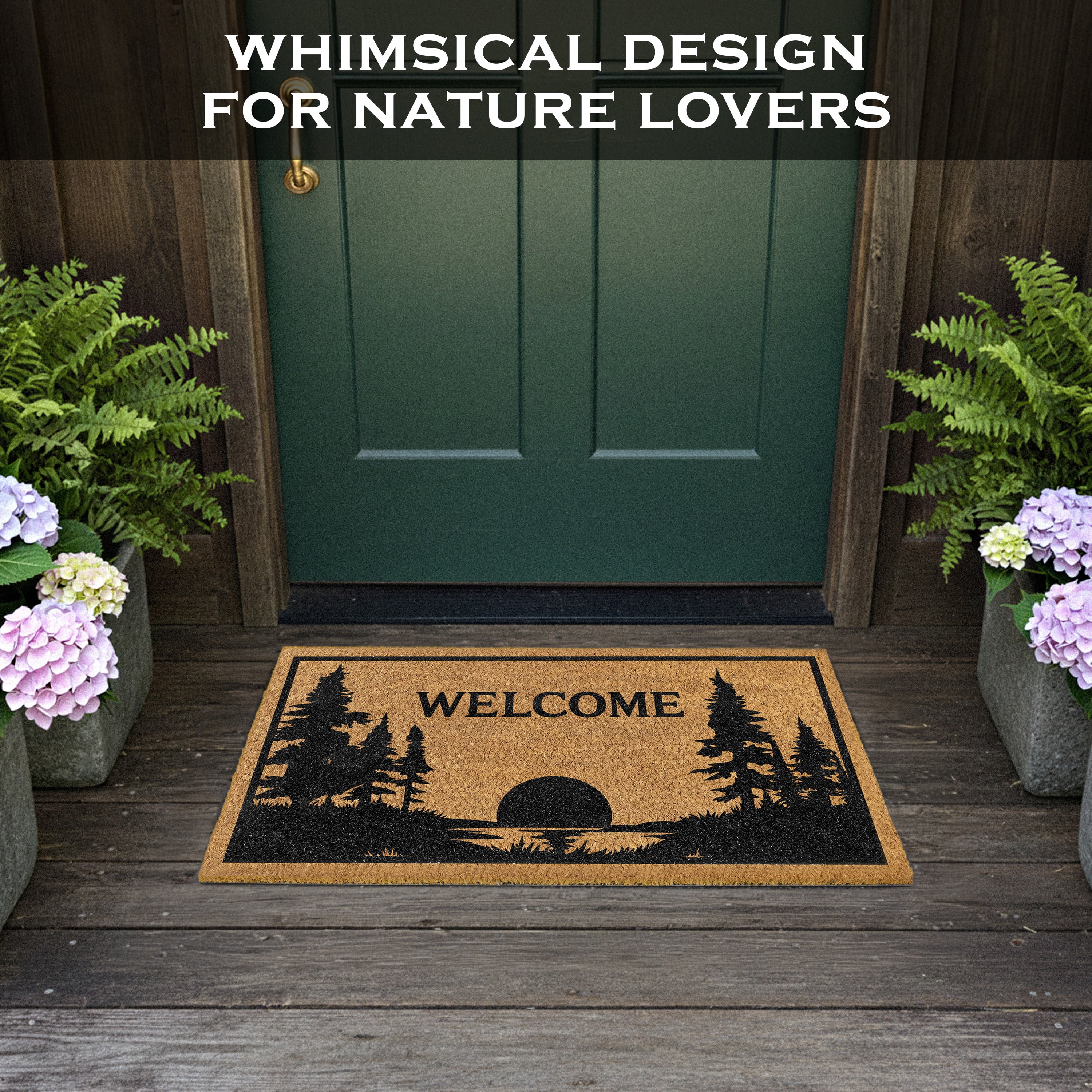 MAINEVENT Lake House Coir Doormat 30x17 Inch, Cabin Outdoor Welcome Mat for Outside