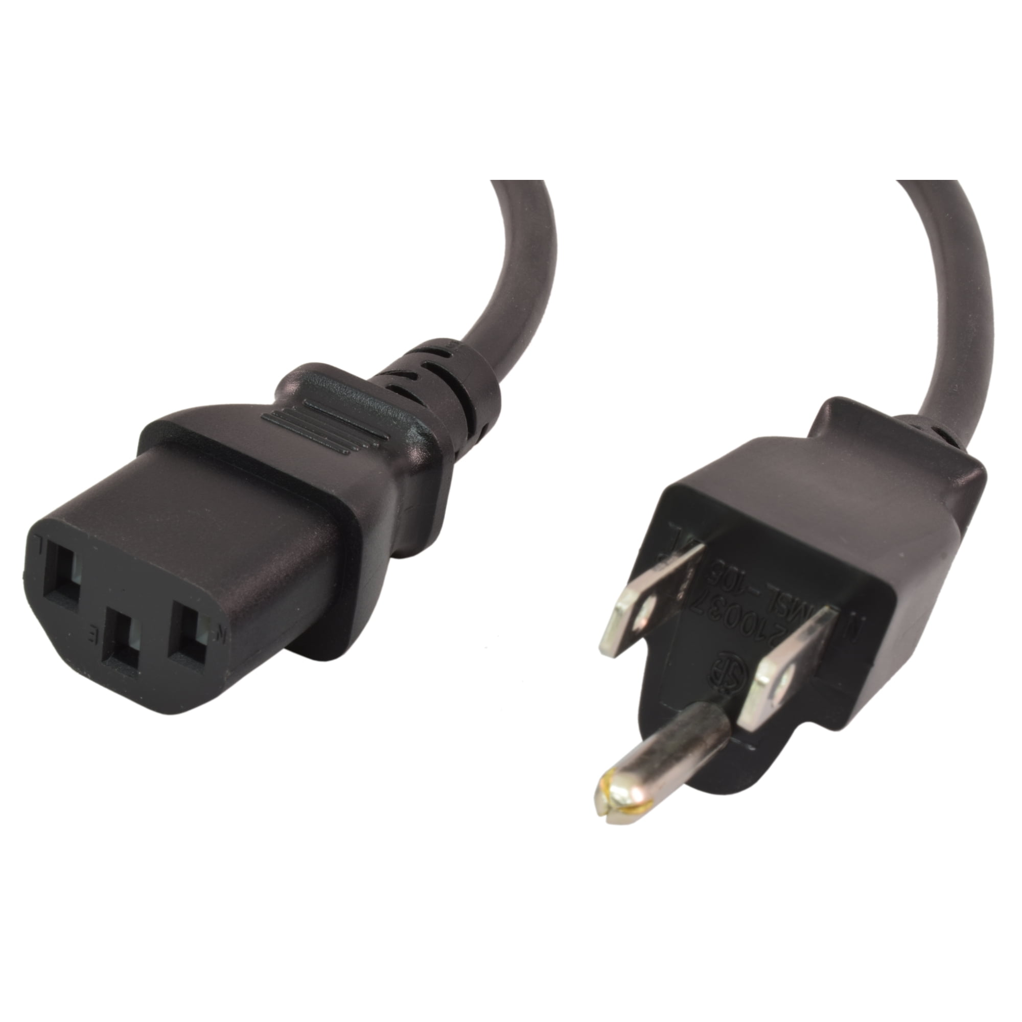 PTC 15'ft Black 18 AWG AC 3 Prong US Universal Replacement Power Cord