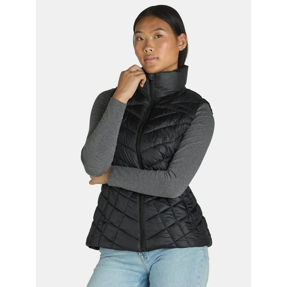 Big Chill Women's Chevron Quilted Puffer Vest, Midweight, Sizes S-XL