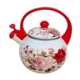 thumbnail image 2 of Tetera de esmalte con diseño floral, resistente jarra para agua y zumo, cafetera, olla china para hervir agua para la oficina, la cocina, el té y, 2 of 8
