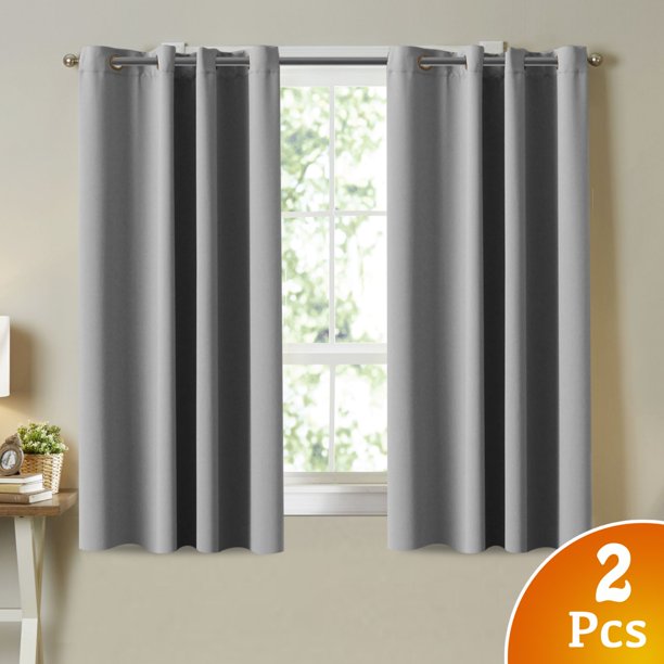 Blackout Curtains for Bedroom Grommet Gray Curtains 2 Panels, Thermal