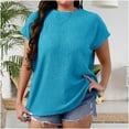 thumbnail image 2 of Horkkom Womens Summer Tops Plus Size Crew Neck Solid Color Short Sleeve Shirts Casual Loose Tunic Tops XXL, 2 of 10
