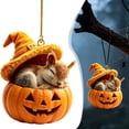 thumbnail image 3 of HonstMatter Pumpkin Hanging Ornament, Sleeping Animal With Witch Hat For Halloween Tree, Cute Shelf And Window Decoration, 3 of 7