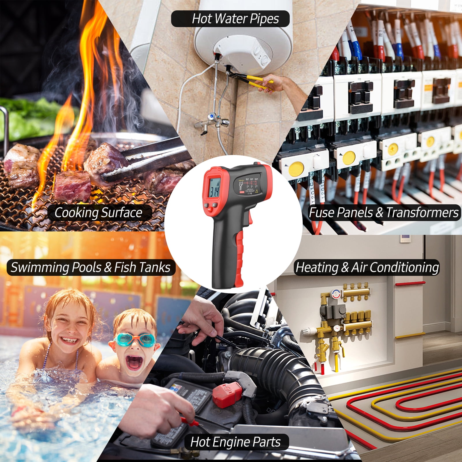 50400 /-58752 Colorful Screen Infrared Thermometer IR Laser Thermometer  Handheld Non-Contact Digital Temperature Tester Pyrometer Temperature Gun  for Kitchen Cooking BBQ Chocolate Pizza 