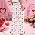 thumbnail image 6 of Women's Fashion Pocket Valentine's Day Print Stretch Adjustable Drawstring Wide Leg Pants, Elastic Waist Holiday Pants, Casual Lounge Wear for Women,White,XL, 6 of 8