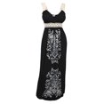 thumbnail image 1 of Plus Size Embroidery Print Empire Waist Maxi Dress Black, 1 of 4
