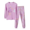 thumbnail image 4 of WIBACKER 2-7 Years Toddler and Little Girls' Long Sleeve Top and Pants Snug Fit 100% Cotton 2 Piece Pajama Set - Purple Girl, 4 of 8