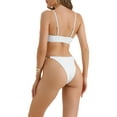 thumbnail image 3 of INSPIRE CHICWomen's Square Ring Bikini Sets 2 Pieces Adjustable Spaghetti Straps Triangle Bottoms Swimwear Bathing Suits Small White, 3 of 5