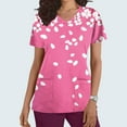 thumbnail image 2 of YOIAVAIOY Pink Womens Nurse Work Uniforms Short Sleeve V Neck Work Scrubs Fashion Print Tunic Blouses with Pockets S, 2 of 5