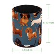 thumbnail image 4 of Compacto y elegante: portalápices cilíndrico y organizador de escritorio para maquillaje y artículos de arte, con diseño de perro salchicha., 4 of 5