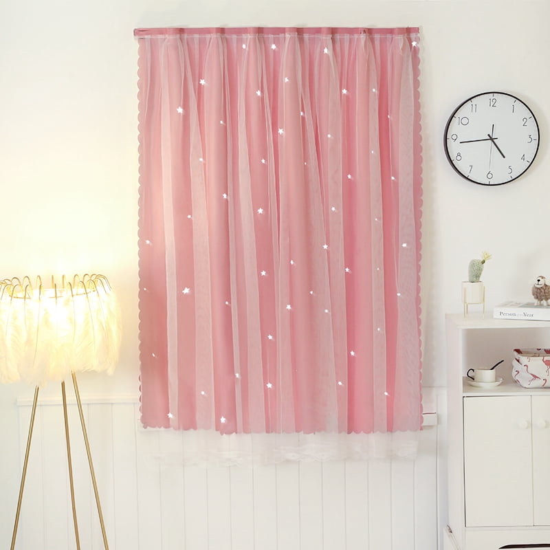 Yancorp Rideaux Occultants Pour Chambre De Fille, Avec Découpe En Forme D'étoiles, 2 Couches, Rideaux Occultants Pour Fenêtre De Chambre D'enfant