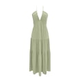 thumbnail image 5 of Aimik Women's Halter Tiered Maxi Dress Summer Twist Front Sleeveless Solid Color Maxi Dress Flowy Boho Beach Long Sundress, 5 of 6